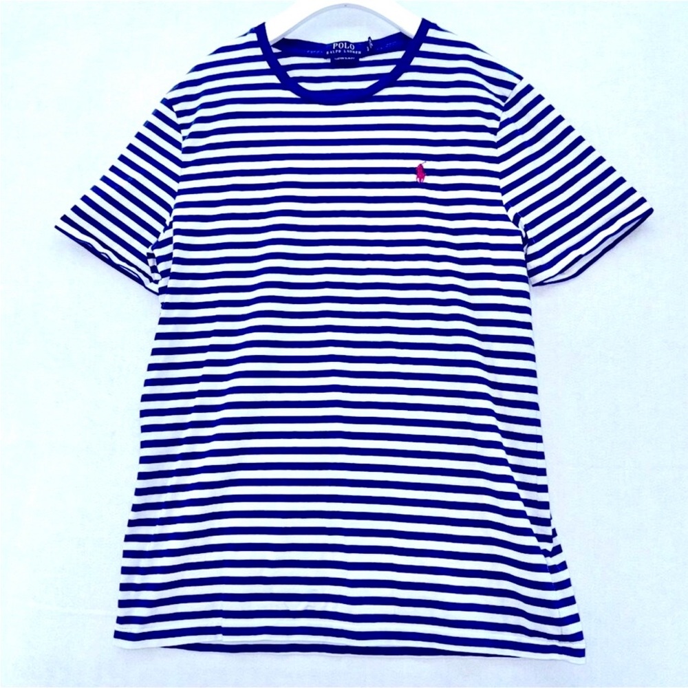 Polo Ralph Lauren Classic Striped Tee in Navy and White - Picture 2 of 3
